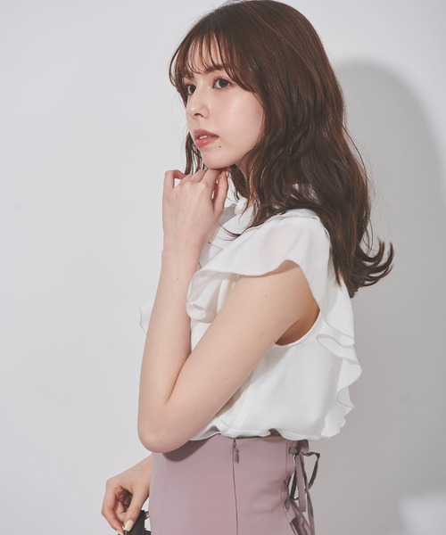 31 Sons de mode（トランテアン　ソン　ドゥ　モード）の「フリルシアーブラウス（シャツ/ブラウス・レディース・サックスブルー/グレー/オフホワイト・36）」の10枚目の写真