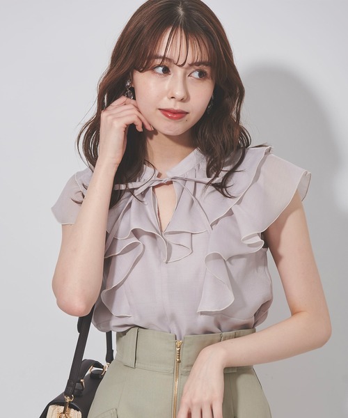 31 Sons de mode（トランテアン　ソン　ドゥ　モード）の「フリルシアーブラウス（シャツ/ブラウス・レディース・サックスブルー/グレー/オフホワイト・36）」の11枚目の写真