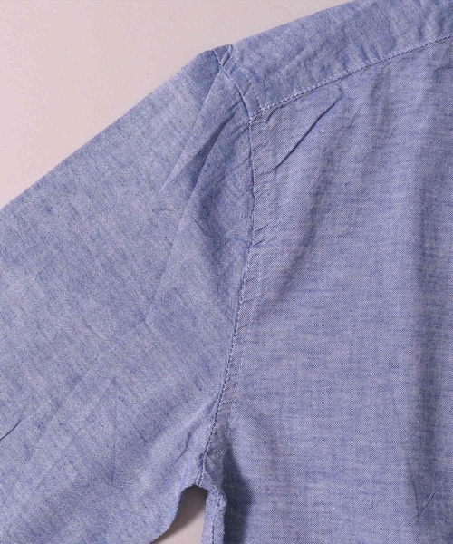 BAYBLO（ベイブロ）の「(BG)【ユニセックス】リネンブレンド ホリゾンタルカラー 7分袖 シャツ（シャツ/ブラウス・メンズ・ブラック/カーキ/ベージュ系その他3/ブルー系その他/ブルー系その他2/ネイビー/オフホワイト/ブルー系その他3/ホワイト系その他3/グレー系その他/ピンク系その他・X-LARGE/LARGE/MEDIUM）」の14枚目の写真