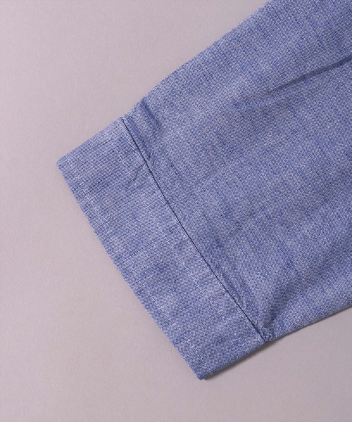 BAYBLO（ベイブロ）の「(BG)【ユニセックス】リネンブレンド ホリゾンタルカラー 7分袖 シャツ（シャツ/ブラウス・メンズ・ブラック/カーキ/ベージュ系その他3/ブルー系その他/ブルー系その他2/ネイビー/オフホワイト/ブルー系その他3/ホワイト系その他3/グレー系その他/ピンク系その他・X-LARGE/LARGE/MEDIUM）」の13枚目の写真