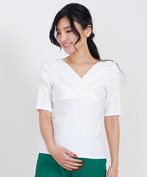 ETERNITY SELECT(エタニティ セレクト)の「袖コンシャス カシュクールカットソー(Tシャツ/カットソー・レディース・ピンク/ホワイト/ブラック・M/L)」の11枚目の写真