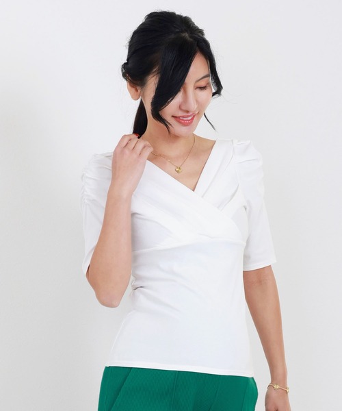 ETERNITY SELECT(エタニティ セレクト)の「袖コンシャス カシュクールカットソー(Tシャツ/カットソー・レディース・ピンク/ホワイト/ブラック・M/L)」の12枚目の写真