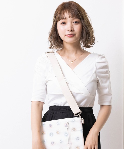ETERNITY SELECT(エタニティ セレクト)の「袖コンシャス カシュクールカットソー(Tシャツ/カットソー・レディース・ピンク/ホワイト/ブラック・M/L)」の4枚目の写真