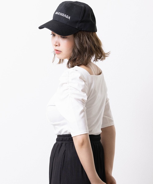 ETERNITY SELECT(エタニティ セレクト)の「袖コンシャス カシュクールカットソー(Tシャツ/カットソー・レディース・ピンク/ホワイト/ブラック・M/L)」の5枚目の写真