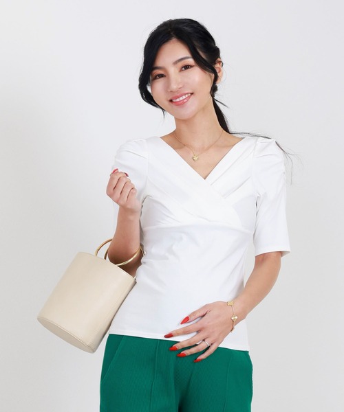 ETERNITY SELECT(エタニティ セレクト)の「袖コンシャス カシュクールカットソー(Tシャツ/カットソー・レディース・ピンク/ホワイト/ブラック・M/L)」の13枚目の写真