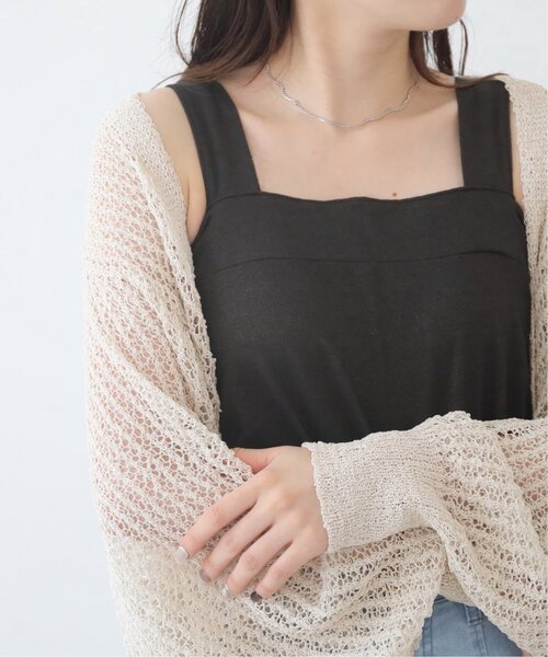 RAY CASSIN（レイカズン）の「ラメミックスワイドストラップキャミ（タンクトップ・レディース・キナリ/モカ/ブラック・FREE）」の2枚目の写真