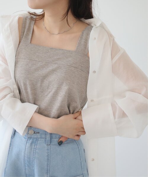 RAY CASSIN（レイカズン）の「ラメミックスワイドストラップキャミ（タンクトップ・レディース・キナリ/モカ/ブラック・FREE）」の3枚目の写真