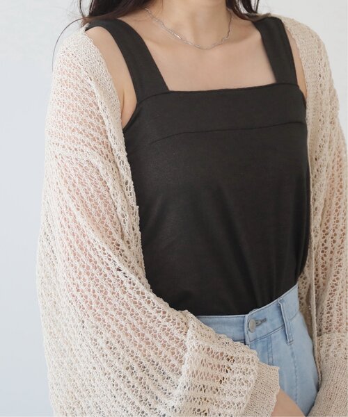 RAY CASSIN（レイカズン）の「ラメミックスワイドストラップキャミ（タンクトップ・レディース・キナリ/モカ/ブラック・FREE）」の5枚目の写真