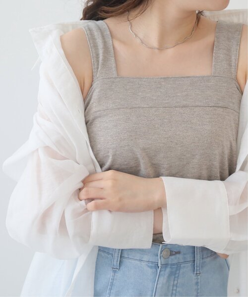 RAY CASSIN（レイカズン）の「ラメミックスワイドストラップキャミ（タンクトップ・レディース・キナリ/モカ/ブラック・FREE）」の16枚目の写真