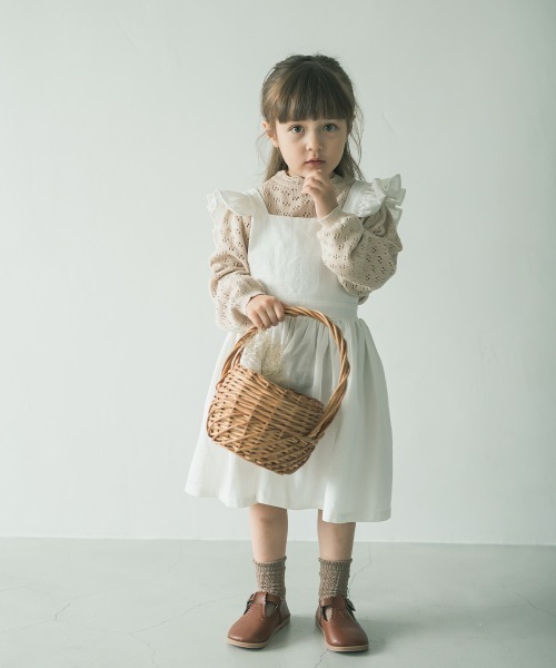 riziere（リジェール）の「透かし編みスタンドフリルニット（ニット/セーター・キッズ・アイボリー/ベージュ・150/110/130/140/100/120/90）」の11枚目の写真