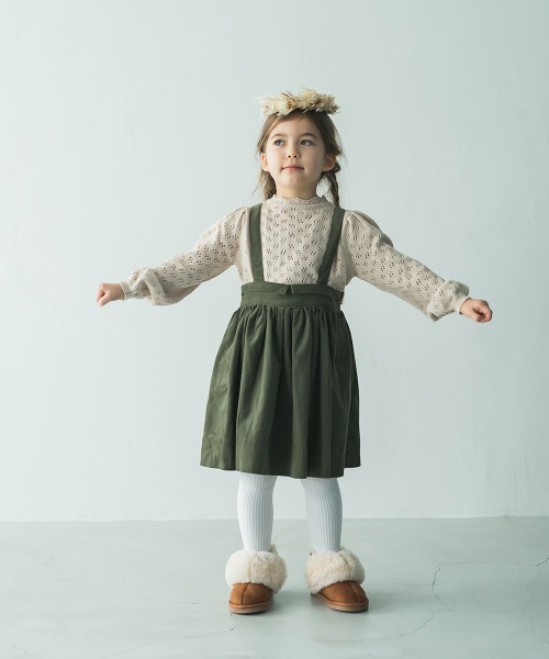 riziere（リジェール）の「透かし編みスタンドフリルニット（ニット/セーター・キッズ・アイボリー/ベージュ・150/110/130/140/100/120/90）」の17枚目の写真