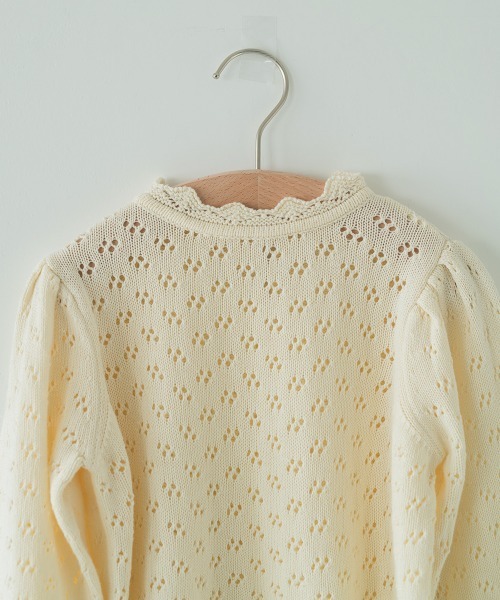 riziere（リジェール）の「透かし編みスタンドフリルニット（ニット/セーター・キッズ・アイボリー/ベージュ・150/110/130/140/100/120/90）」の21枚目の写真