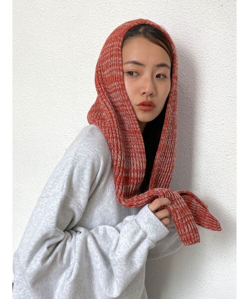 Ungrid（アングリッド）の「フードニット帽（ニットキャップ/ビーニー・レディース・グレー/オレンジ・FREE）」の6枚目の写真