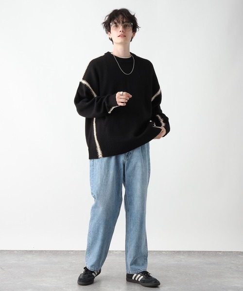 RAGEBLUE（レイジブルー）の「Hand stitch crew neck loose knit / ハンドステッチクルーネックルーズニット（ニット/セーター・メンズ・ホワイト/ブラック/イエロー/ブルー/グリーン・MEDIUM/LARGE）」の17枚目の写真