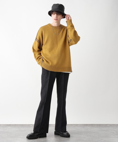 RAGEBLUE（レイジブルー）の「Hand stitch crew neck loose knit / ハンドステッチクルーネックルーズニット（ニット/セーター・メンズ・ホワイト/ブラック/イエロー/ブルー/グリーン・MEDIUM/LARGE）」の18枚目の写真