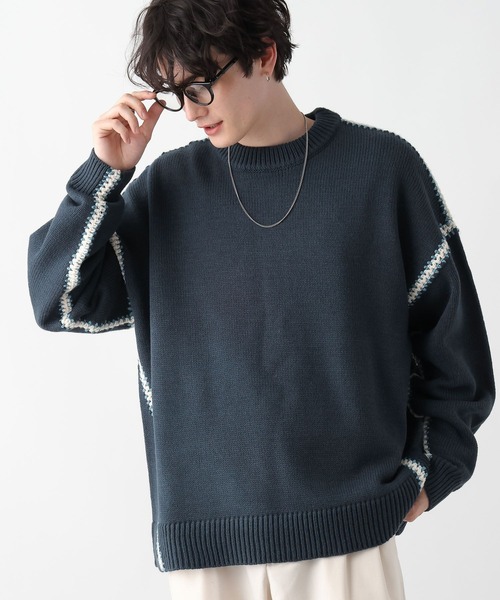 RAGEBLUE（レイジブルー）の「Hand stitch crew neck loose knit / ハンドステッチクルーネックルーズニット（ニット/セーター・メンズ・ホワイト/ブラック/イエロー/ブルー/グリーン・MEDIUM/LARGE）」の14枚目の写真