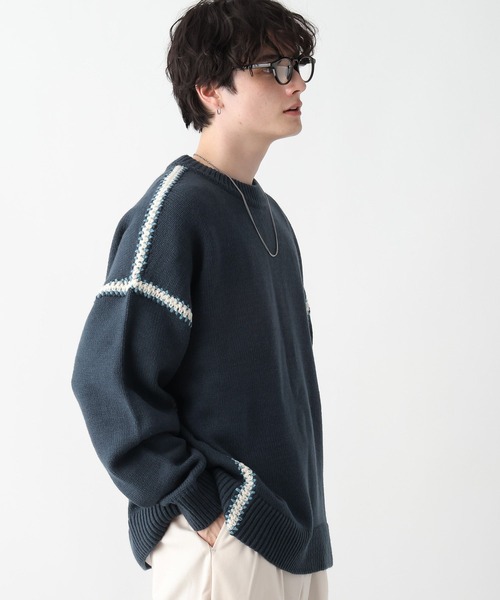 RAGEBLUE（レイジブルー）の「Hand stitch crew neck loose knit