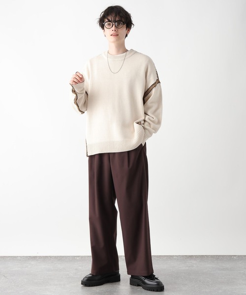 RAGEBLUE（レイジブルー）の「Hand stitch crew neck loose knit / ハンドステッチクルーネックルーズニット（ニット/セーター・メンズ・ホワイト/ブラック/イエロー/ブルー/グリーン・MEDIUM/LARGE）」の16枚目の写真