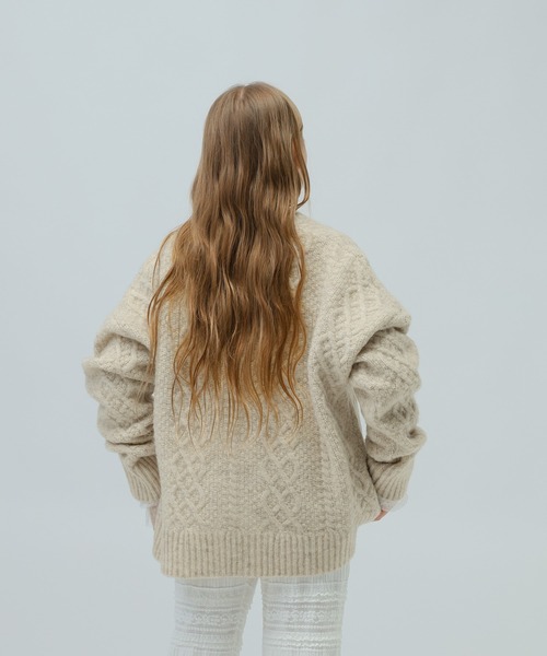 LOWRYS FARM（ローリーズファーム）の「３．５Ｇケーブルカーデ　972781（ニット/セーター・キッズ・ベージュ/グレー・FREE）」の22枚目の写真