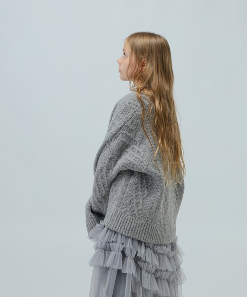 LOWRYS FARM（ローリーズファーム）の「３．５Ｇケーブルカーデ　972781（ニット/セーター・キッズ・ベージュ/グレー・FREE）」の14枚目の写真