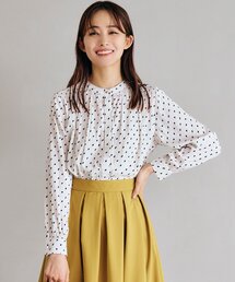 ◆【洗える】ヴィンテージサテン長袖ブラウス