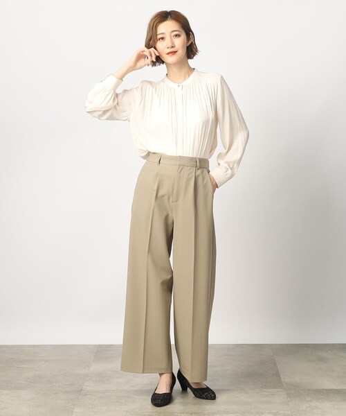 grove(グローブ)の「◆【洗える】ヴィンテージサテン長袖ブラウス(シャツ/ブラウス・レディース・アイボリー/ピンク/チャコールグレー/ブラック系/ホワイト系3/ライトグリーン・02/03/01/05/04)」の8枚目の写真