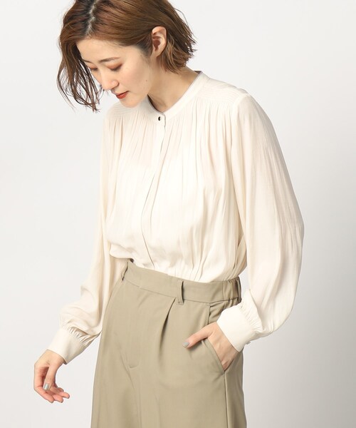 grove(グローブ)の「◆【洗える】ヴィンテージサテン長袖ブラウス(シャツ/ブラウス・レディース・アイボリー/ピンク/チャコールグレー/ブラック系/ホワイト系3/ライトグリーン・02/03/01/05/04)」の12枚目の写真