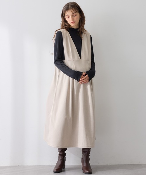 Rosemadame(ローズマダム)の「【セットアイテム】Vネックワンピース×メロウフリルプチハイネックカットソー ジャンパースカートドレス アンサンブル(マタニティ/授乳服)授乳口付き 授乳楽々 妊婦服 産前・産後対応(マタニティウェア/グッズ・レディース・ベージュ/チャコールグレー/ブラック・M/L)」の21枚目の写真