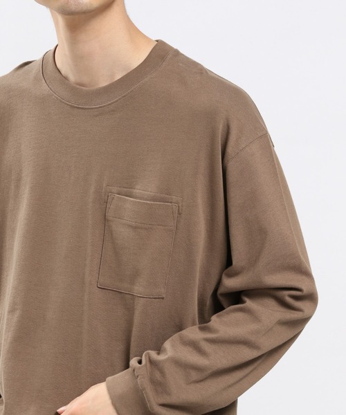 GLOBAL WORK Smile Seed Store（グローバルワーク スマイルシードストア）の「コットンＴシャツ長袖（Tシャツ/カットソー・メンズ・ブラック/モカ/ダークグレー/オフホワイト・MEDIUM/X-LARGE/LARGE/SMALL）」の4枚目の写真