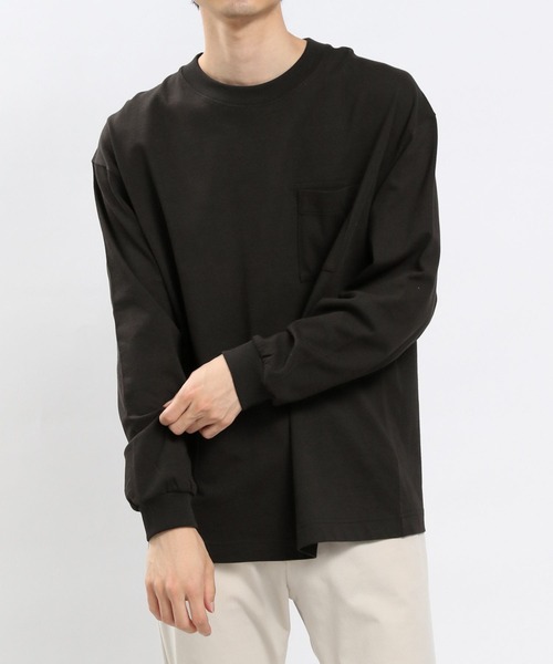 GLOBAL WORK Smile Seed Store（グローバルワーク スマイルシードストア）の「コットンＴシャツ長袖（Tシャツ/カットソー・メンズ・ブラック/モカ/ダークグレー/オフホワイト・MEDIUM/X-LARGE/LARGE/SMALL）」の5枚目の写真