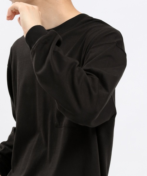 GLOBAL WORK Smile Seed Store（グローバルワーク スマイルシードストア）の「コットンＴシャツ長袖（Tシャツ/カットソー・メンズ・ブラック/モカ/ダークグレー/オフホワイト・MEDIUM/X-LARGE/LARGE/SMALL）」の10枚目の写真