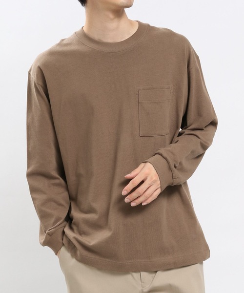 GLOBAL WORK Smile Seed Store（グローバルワーク スマイルシードストア）の「コットンＴシャツ長袖（Tシャツ/カットソー・メンズ・ブラック/モカ/ダークグレー/オフホワイト・MEDIUM/X-LARGE/LARGE/SMALL）」の22枚目の写真