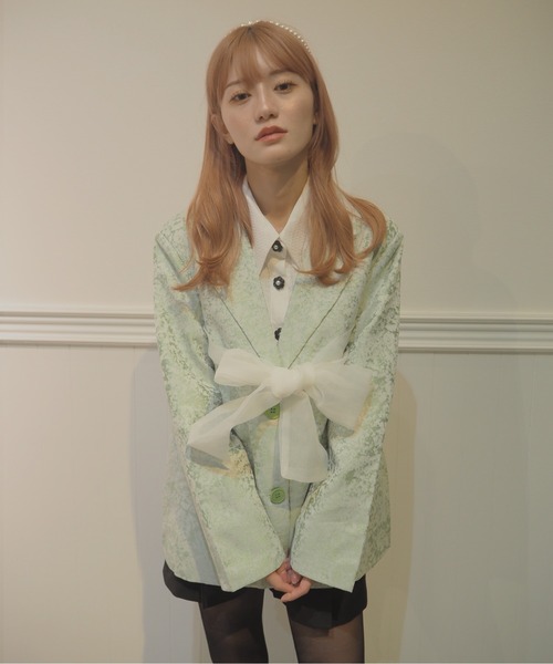 LA POMME petit（ラポミ・プチ）の「Front Ribbon Textile Mint
