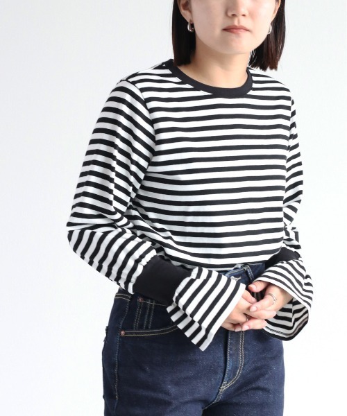 cepo（セポ）の「キャンディースリーブロンＴｅｅ（Tシャツ/カットソー・レディース・キャメル/オフホワイト/ブラック・M）」の2枚目の写真