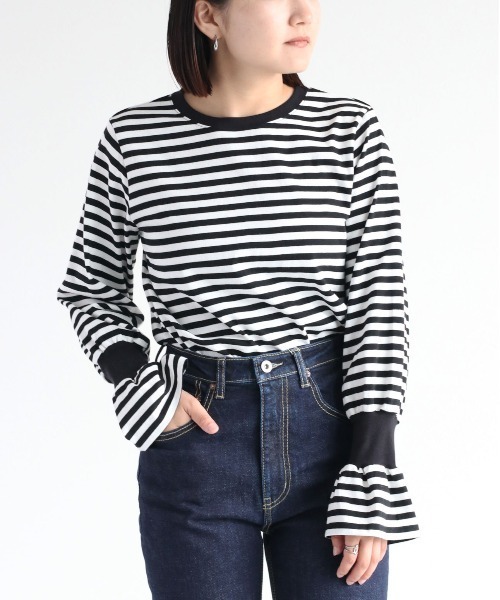 cepo（セポ）の「キャンディースリーブロンＴｅｅ（Tシャツ/カットソー・レディース・キャメル/オフホワイト/ブラック・M）」の6枚目の写真
