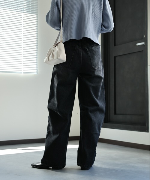 ap retro(アプレトロ)の「デニムカーブパンツ / バレルレッグデニムパンツ《動画あり》(デニムパンツ・レディース・ブラック/ネイビー/ブルー/ホワイト/グレー・FREE/LARGE)」の10枚目の写真