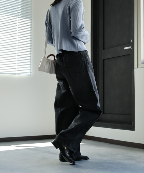 ap retro(アプレトロ)の「デニムカーブパンツ / バレルレッグデニムパンツ《動画あり》(デニムパンツ・レディース・ブラック/ネイビー/ブルー/ホワイト/グレー・FREE/LARGE)」の13枚目の写真