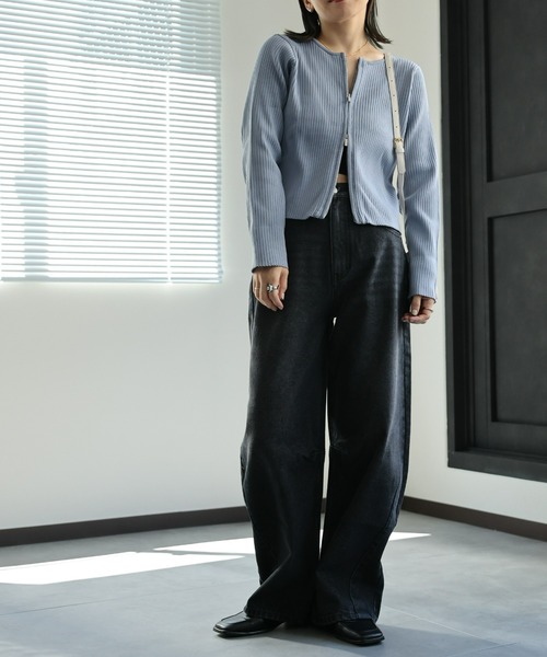 ap retro(アプレトロ)の「デニムカーブパンツ / バレルレッグデニムパンツ《動画あり》(デニムパンツ・レディース・ブラック/ネイビー/ブルー/ホワイト/グレー・FREE/LARGE)」の20枚目の写真