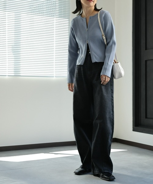 ap retro(アプレトロ)の「デニムカーブパンツ / バレルレッグデニムパンツ《動画あり》(デニムパンツ・レディース・ブラック/ネイビー/ブルー/ホワイト/グレー・FREE/LARGE)」の21枚目の写真