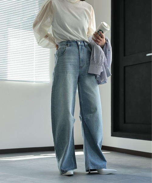 セール】デニムカーブパンツ / バレルレッグデニムパンツ《動画あり