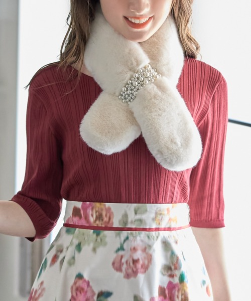 新作完売♡トッコ♡フォックスファーティペット♡新品 パール付きファーティペット（マフラー）｜tocco closet（トッコ