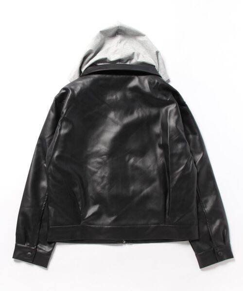 美品 UNDERCOVER 牛革 ライダースジャケット フード パーカー グレー 9026d070145-1.jpg