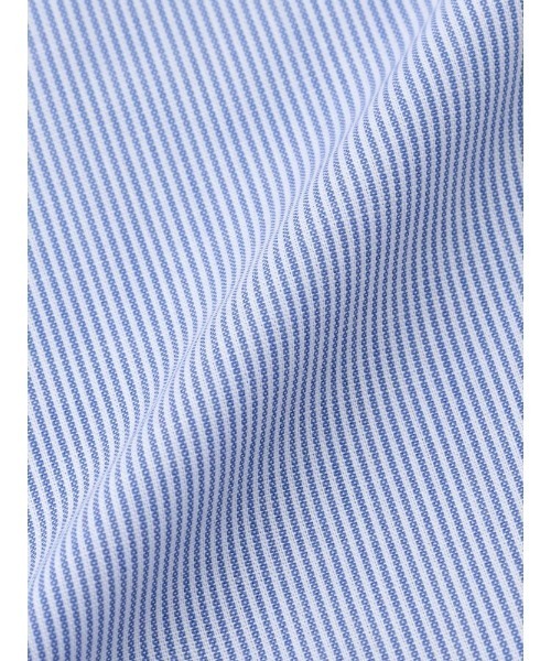 Perfect Suit FActory(パーフェクトスーツファクトリー)の「【形態安定】長袖ワイシャツ ストライプ ブルー(ビジネスシャツ・メンズ・ブルー・LL/3L/M/L/S)」の2枚目の写真