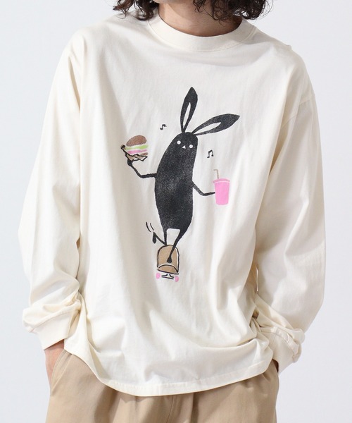 FUNALIVE(ファンアライブ)の「Shabby/シャビ SHABBY プリントL/TEE(Tシャツ/カットソー・メンズ・キャメル/ヘザーチャコール/ピンク系1/ピンク/ホワイト系1/アイボリー/ライトブラウン/カーキ/カーキ系1/オフホワイト/グレー系1/アイボリー系1・M/S/LL/L)」の3枚目の写真
