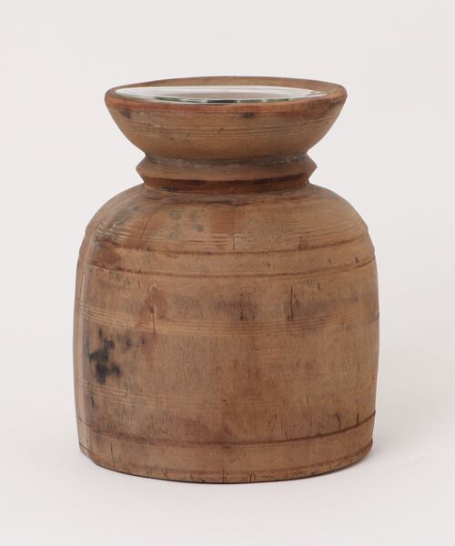 Puebco】Vintage Wooden Pot VINTAGE WOODEN POT W/GLASS CYLINDER