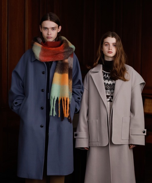 JUNRED（ジュンレッド）の「ボリュームブロックチェックマフラー（マフラー・メンズ・ブルー/オレンジ/グリーン・FREE）」の11枚目の写真