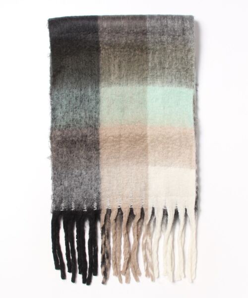 JUNRED（ジュンレッド）の「ボリュームブロックチェックマフラー（マフラー・メンズ・ブルー/オレンジ/グリーン・FREE）」の8枚目の写真