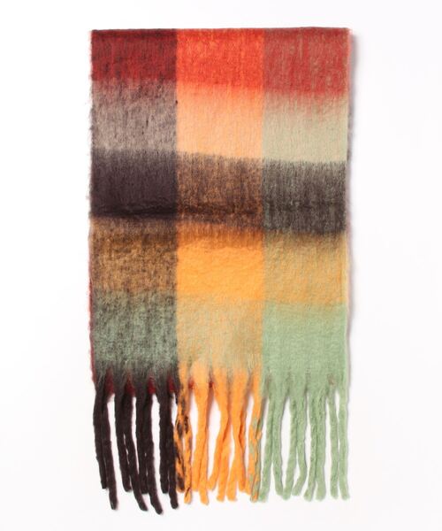 JUNRED（ジュンレッド）の「ボリュームブロックチェックマフラー（マフラー・メンズ・ブルー/オレンジ/グリーン・FREE）」の10枚目の写真