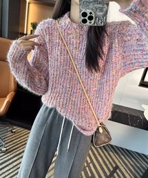 ミックスカラー編みニット