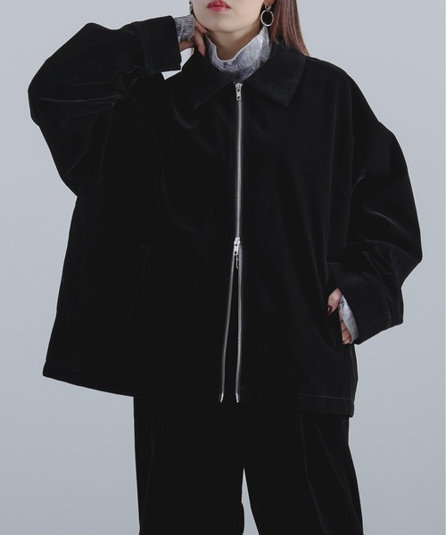 Ellno Loset（エルノロゼット）の「ダブルジップ別珍ブルゾン/セットアップ対応（ブルゾン・メンズ・チャコールグレー/ブラック・LARGE/SMALL/MEDIUM）」の4枚目の写真